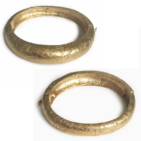 Givenchy Bracelet Hinged Bangle Gold Foil Stamp Vintage HTF Luxury - Picture 3 of 8